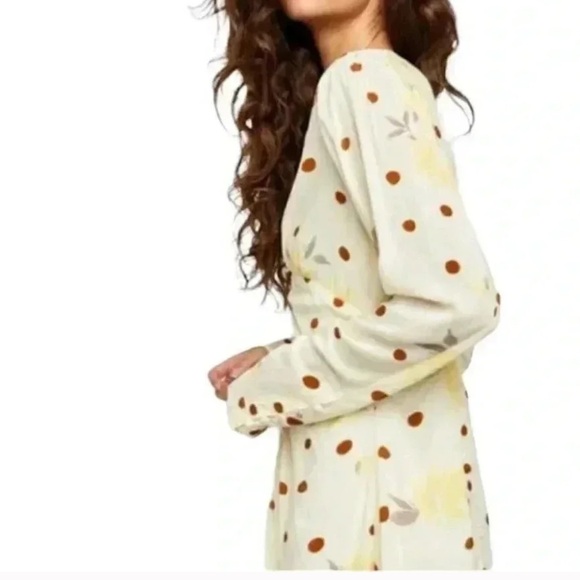 Free People long Sleeve Sunshine Datenight  V-Neck Mini Dress Size L - Picture 4 of 13